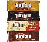 Arnotts Tim Tam Cookies Australian Classics Sampler (Original, Chewy Caramel, White, Dark) 4 Pack Full Size