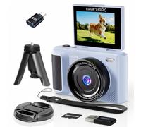 ARNSSIEN Digital Camera 4k, 180° Flip Screen, 16X Zoom,2.8" Screen,blue | compact digital camera with Easy Carry Design, 1500mAh Battery for 2-Hour Recording, TF Card Included，Teens & Young Users，Y1