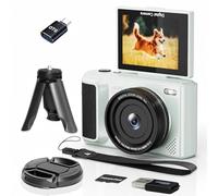 ARNSSIEN Digital Camera 4k, 180° Flip Screen, 16X Zoom,2.8" Screen,white | compact digital camera with Easy Carry Design, 1500mAh Battery for 2-Hour Recording, TF Card Included，Teens & Young Users，Y1