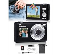 ARNSSIEN Digital Camera with Dual Screen,Autofocus 4K 48MP Vlogging Cameras for Photography with 32GB Card,Point and Shoot Digital Cameras,16X Zoom,Anti-Shake,Present for Kid Teen Beginner,Y5