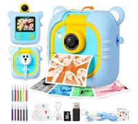 ARNSSIEN Kids Camera Instant Print, 7 Print Paper (4 Color: O/R/G/B+3 B&W), 2.4" Screen Instant Camera for Kids Ages 3-12,1080P, 180°Flip Lens,32GB Card- Christmas Birthday Present for Boys & Girls,M2