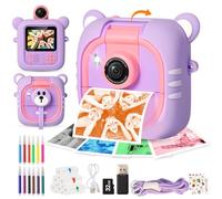 ARNSSIEN Kids Camera Instant Print, 7 Print Paper (4 Color: O/R/G/B+3 B&W), 2.4" Screen Instant Camera for Kids Ages 3-12,1080P, 180°Flip Lens,32GB Card- Christmas Birthday Present for Boys & Girls,M2