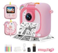 ARNSSIEN Kids Camera Instant Print with 180°Flip Lens, 2.4" 1080P Instant Print Camera for Kid with 3 Rolls Print Paper Ages 3-12, Christmas Birthday Present for Boys & Girls, M2(Pink Unicorn)