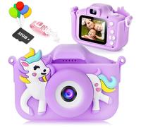 ARNSSIEN Kids Camera, Kids Digital Camera with HD IPS Eye-Protective Screen, 32GB TF Card,10 Unique Puzzle Games & Full-Cover Lens Protection, Photo Quality Improved, Gifts for Boys & Girls Age 3-8