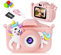 ARNSSIEN Kids Camera, Kids Digital Camera with HD IPS Eye-Protective Screen, 32GB TF Card,10 Unique Puzzle Games & Full-Cover Lens Protection, Photo Quality Improved, Gifts for Boys & Girls Age 3-8