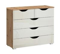 Arnstein Chest - 3+2 Drawer - Artisan Oak & White High Gloss