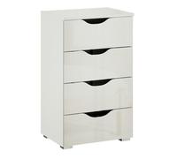 Arnstein Narrow Chest - 4 Drawer - Alpine White & White High Gloss