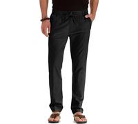 Aro Lora Men's Casual Beach Trousers Lightweight Yoga Pants Elasticated Waist Straight Legs Drawstring Trousers Black XXL
