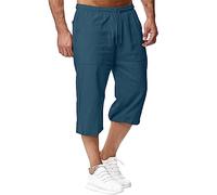 Aro Lora Mens Linen Shorts Beach Shorts Summer Loose Fit Casual Drawstring Pockets Holidays Trousers DarkBlue L