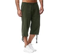 Aro Lora Mens Linen Shorts Beach Shorts Summer Loose Fit Casual Drawstring Pockets Holidays Trousers Green L