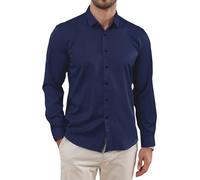 Aro Lora Men's Long Sleeve Formal Dress Shirt Stretch Wrinkle Resistant Formal Events Weddings Business Work No-Iron Casual Shirt Navy 3XL