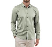 Aro Lora Men's Long Sleeve Formal Dress Shirt Stretch Wrinkle Resistant Formal Events Weddings Business Work No-Iron Casual Shirt Green L
