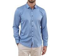 Aro Lora Men's Long Sleeve Formal Dress Shirt Stretch Wrinkle Resistant Formal Events Weddings Business Work No-Iron Casual Shirt Blue 3XL