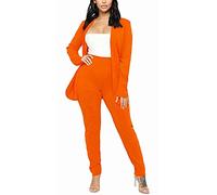 Aro Lora Pant Suits for Women Dressy Casual 2 Piece Outfits, A Bright Orange, Medium