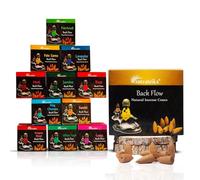 ARO VATIKA Backflow 120 Natural Masala Incense Cones in 12 Different Fragrances| 32mm Long| 16-18 minutes Burning Time