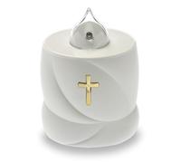 AROBA 2 x LED Grave Candle, Funeral Light, Flickering Effect Like Real Candle, Long Burning Time up to 200 Days, Reusable Cemetery Candle, Memorial Candle, Permanent Candle, White Holy Cross