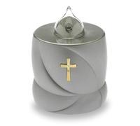 AROBA 2 x LED Grave Candle, Funeral Light, Flickering Effect Like Real Candle, Long Burning Time up to 200 Days, Reusable Cemetery Candle, Memorial Candle, Permanent Candle, Silver Holy Cross