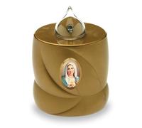 AROBA LED Grave Candle - Flickering Effect Like a Real Candle - Burn Time Up to 200 Days - Reusable - Commemorative - Holy Mary Gold