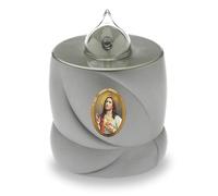 AROBA LED Grave Candle - Flickering Effect - Long Burning Time - Reusable - Silver Jesus