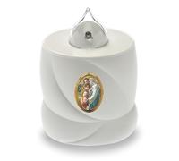 AROBA LED Grave Candle - Flickering Effect - Long Burning Time up to 200 Days - Reusable Cemetery Candle - White Holy Family
