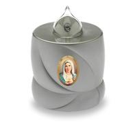 AROBA LED Grave Candle - Flickering Effect - Long Burning Time up to 200 Days - Reusable - Silver Saint Mary