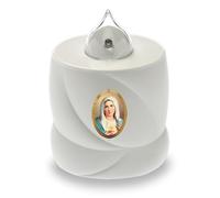 AROBA LED Grave Candle - Flickering Effect - Long Burning Time up to 200 Days - Reusable - White - Saint Mary