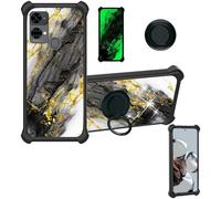 Aroepurt BLU G73 Case Compatible with BLU G73 G73W Phone Case Cover [Hard PC + Soft Silicone][Ring Support] [Gold Glitter+Luminous] JSH-HDL