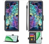 Aroepurt Case Compatible for Alcatel ALLURA (5056O) Phone Case Flip Cover [with Tempered Glass Screen Protector][RFID Blocking][Colorful Reflect Light] LPT-HTT