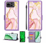 Aroepurt Case Compatible for Asus Zenfone 12 Ultra Phone Case Flip Cover [with Tempered Glass Screen Protector][RFID Blocking][Gold Glitter+Luminous] LPT-FDL