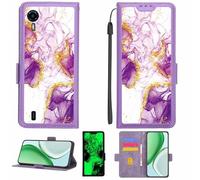 Aroepurt Case Compatible for AT&T Calypso 4 U380AA Phone Case Flip Cover [with Tempered Glass Screen Protector][RFID Blocking][Gold Glitter+Luminous] LPT-ZDL