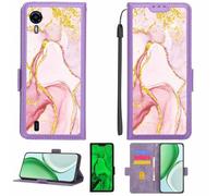 Aroepurt Case Compatible for AT&T Calypso 4 U380AA Phone Case Flip Cover [with Tempered Glass Screen Protector][RFID Blocking][Gold Glitter+Luminous] LPT-FDL