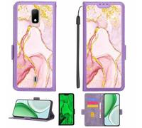 Aroepurt Case Compatible for ATT AT&T Calypso 2 Cricket Debut Phone Case Flip Cover [with Tempered Glass Screen Protector][RFID Blocking][Gold Glitter+Luminous] LPT-FDL