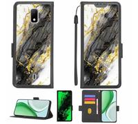 Aroepurt Case Compatible for Att At&T Calypso 2 U319Aa Phone Case Flip Cover [with Tempered Glass Screen Protector][RFID Blocking][Gold Glitter+Luminous] LPT-HDL