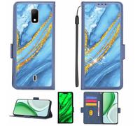 Aroepurt Case Compatible for Att At&T Calypso 2 U319Aa Phone Case Flip Cover [with Tempered Glass Screen Protector][RFID Blocking][Gold Glitter+Luminous] LPT-LDL