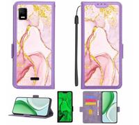 Aroepurt Case Compatible for ATT AT&T Calypso 3 U328AA Phone Case Flip Cover [with Tempered Glass Screen Protector][RFID Blocking][Gold Glitter+Luminous] LPT-FDL