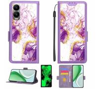 Aroepurt Case Compatible for ATT Calypso 5 U572AA Phone Case Flip Cover [with Tempered Glass Screen Protector][RFID Blocking][Gold Glitter+Luminous] LPT-ZDL