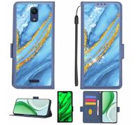 Aroepurt Case Compatible for ATT Calypso (U318AA) Phone Case Flip Cover [with Tempered Glass Screen Protector][RFID Blocking][Gold Glitter+Luminous] LPT-LDL