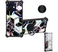 Aroepurt Case Compatible for BMobile VENUS Phone Case Cover [with 1* Tempered Glass Screen Protector][Hard PC + Soft Silicone][Ring Support] [Colorful Reflect Light] IMDH-HS