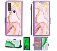 Aroepurt Case Compatible for Cat S75 Phone Case Flip Cover [with Tempered Glass Screen Protector][RFID Blocking][Gold Glitter+Luminous] LPT-FDL