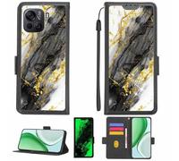 Aroepurt Case Compatible for Coolpad Cool 20 Pro 5g Phone Case Flip Cover [with Tempered Glass Screen Protector][RFID Blocking][Gold Glitter+Luminous] LPT-HDL