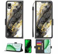 Aroepurt Case Compatible for Cricket Dawson Phone Case Flip Cover [with Tempered Glass Screen Protector][RFID Blocking][Gold Glitter+Luminous] LPT-HDL