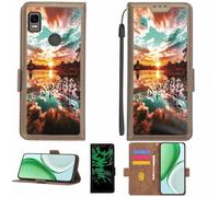 Aroepurt Case Compatible for Cricket Dawson Phone Case Flip Cover [with Tempered Glass Screen Protector][RFID Blocking][Luminous Effect] LPT-FJ