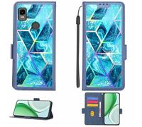 Aroepurt Case Compatible for Cricket Dawson Phone Case Flip Cover [with Tempered Glass Screen Protector][RFID Blocking][Colorful Reflect Light] LPT-LS