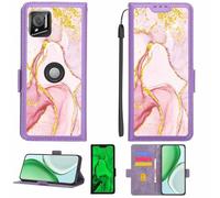 Aroepurt Case Compatible for Crosscall Stellar-M6 Phone Case Flip Cover [with Tempered Glass Screen Protector][RFID Blocking][Gold Glitter+Luminous] LPT-FDL