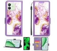 Aroepurt Case Compatible for CUBOT NOTE 40 Phone Case Flip Cover [with Tempered Glass Screen Protector][RFID Blocking][Gold Glitter+Luminous] LPT-ZDL