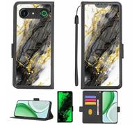 Aroepurt Case Compatible for DORO Aurora A10 Phone Case Flip Cover [with Tempered Glass Screen Protector][RFID Blocking][Gold Glitter+Luminous] LPT-HDL