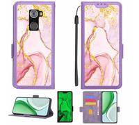 Aroepurt Case Compatible for EE Hawk Mobile Phone Phone Case Flip Cover [with Tempered Glass Screen Protector][RFID Blocking][Gold Glitter+Luminous] LPT-FDL