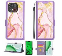 Aroepurt Case Compatible for Emporia ME6 5G Phone Case Flip Cover [with Tempered Glass Screen Protector][RFID Blocking][Gold Glitter+Luminous] LPT-FDL