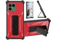 Aroepurt Case Compatible for Fairphone 4 Fairphone4 5G Phone Case Cover [with Tempered Glass Screen Protector] Hybrid Case [Folding Support Magnetic] [Frosted anti-fingerprint] Red