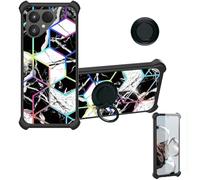 Aroepurt Case Compatible for Fairphone 6 Gen.6 Phone Case Cover [with 1* Tempered Glass Screen Protector][Hard PC + Soft Silicone][Ring Support] [Colorful Reflect Light] IMDH-HS